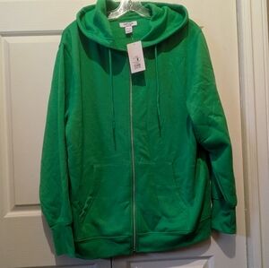 Refuge Vibrant Green Zip Up Hoodie Size XL New With Tags!